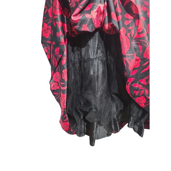 Blondie Nites Women’s Floral Satin Black Red Dress Size 7 NWT - Picture 4 of 6